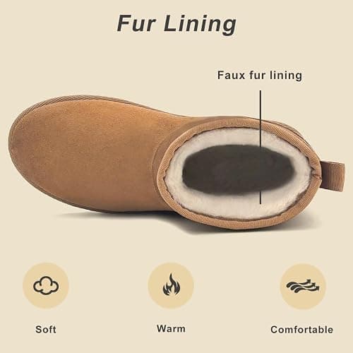 Winter Snow Boots for Women,MIni Ankle Booties Slip On,Fur Lined Warm Winter Shoes Non Slip,Comfortable Flat Boots,Botte Hiver Femme. thumbnail 5