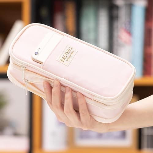 EASTHILL Big Capacity Pencil Case Large Pencil Pouch Stationery Pen Bag for Teen Girls-Pink - Pink thumbnail 6