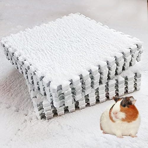 10Pcs 11” x 11” Guinea Pig Pads Washable, Reusable Guinea Pig Fleece Cage Liners, Soft Warm Rabbit Sleep Mat Blanket Bed (White) - Image 1