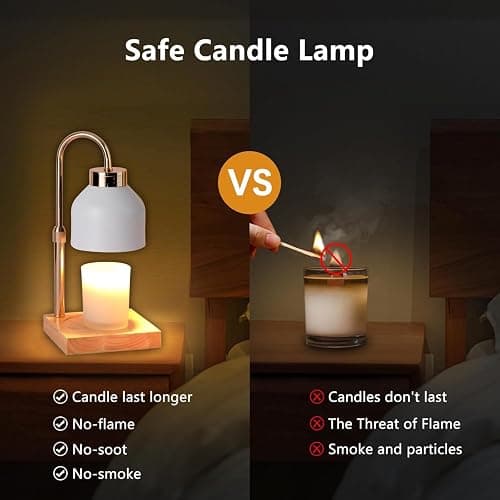 Candle Warmer Lamp with Timer, Electric Candle Lamp Warmer with Dimmer Adjustable Height House Warming Gifts New Home Bedroom Decor Dimmable Wax Melt Warmer with 2 Bulbs Mothers Day Gifts (White) thumbnail 5
