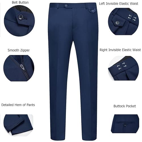 WULFUL Men's 3 Piece Slim Fit Suit Set Two Button Blazer Jacket Vest Pants Tuxedo Set for Party, Wedding and Business thumbnail 5