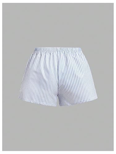 RoseSeek Women's Striped Print Drawstring Elastic Waist Shorts Casual Wide Leg Low Rise Summer Boxer Shorts thumbnail 2