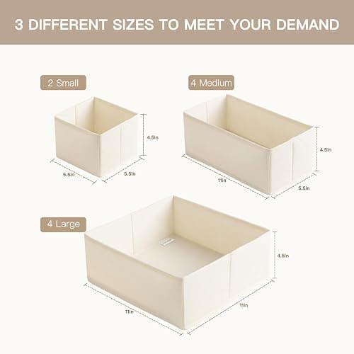 Criusia Drawer Organizer Clothes, 10 Pack Dresser Organizer for Baby Clothes, Underwear, Sock- Foldable Closet Organization and Storage Dividers Bins for Nursery, Bedroom (Beige) thumbnail 3