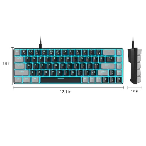 MageGee Portable 60% Mechanical Gaming Keyboard, MK-Box LED Backlit Compact 68 Keys Mini Wired Office Keyboard with Red Switch for Windows Laptop PC Mac - Black/Grey thumbnail 9
