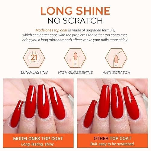 Modelones Top Coat Semipermanente 10ml No Wipe Top Coat UV LED Esmalte en Gel de Uñas para Uñas de Gel Nail Art Manicura thumbnail 8