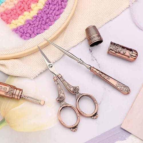 BUTUZE Embroidery Scissors Kit, European Antique Vintage Sewing Kit, Complete Vintage Sewing Tools with Embroidery Scissors,Original Case,Sewing Needle Case, Awl for Sewing, Craft, Needlework thumbnail 4