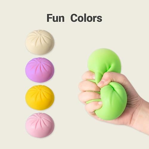 Dumpling Squishy, Mystery Squishy Dumpling Box, Fidget Toys Adults & Teens, Easter Basket Stuffers, Stocking Stuffers, Sensory Stress Ball Squeeze Toys for Stress Relief (White) thumbnail 3
