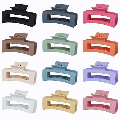 Sisiaipu 12 Pcs Medium Hair Clips, 3.5 Inch, Colorful - Hair Clips for Thick and Thin Hair, Square Claw Clips, Jaw Clips, Bulk Hair Accessories for Women and Girls thumbnail 6