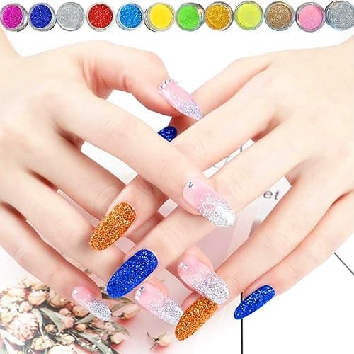 Nail Kit Set Professional Acrylic with Everything, 12 Glitter Acrylic Powder, Tips, Decoration, DIY Nail Art Tools & Supplies for Beginners thumbnail 10