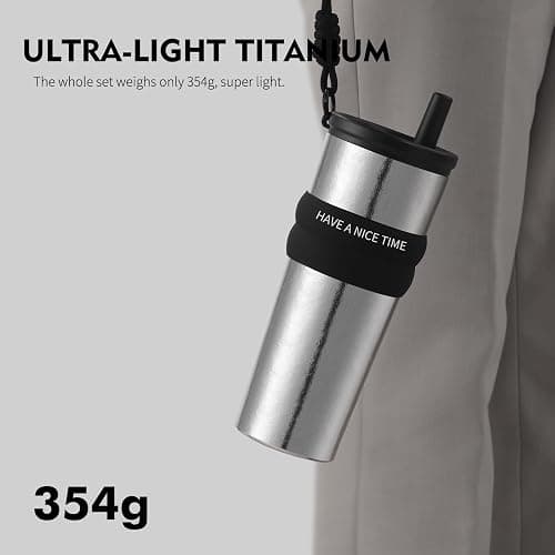 ZING TTI Titanium Coffee Tumbler with Titanium Straw & Flip Lid, Hot & Cold Beverage Travel Mug, Double-Wall Vacuum Insulated Cup, Portable Coffee Cup with Gift Box, 24 oz (blue) thumbnail 7