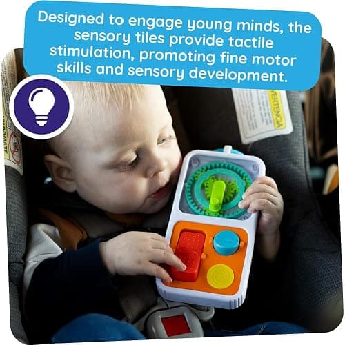 Fat Brain Toys PlayTab Go, Portable Sensory Activity Board with a Clip Ring to Attach to Diaper Bags for Babies and Toddlers Ages 12 Months+ thumbnail 5