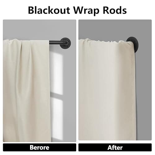 Refrze Curtain Rods for Windows 48 to 84 Inch, 1"Black Curtain Rod Industrial Wrap Around,Adjustable Heavy Duty Blackout Curtain Rods for Ceiling,Bedroom,Outdoor Patio thumbnail 6