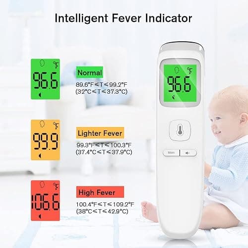 ANMEATE No-Touch Forehead Thermometer for Adults, Infrared Digital Thermometer for Kids, Touchless Baby Thermometer, Accurate Reading with Large Display, Mute Mode, Memory Recall, Fever Alarm thumbnail 3