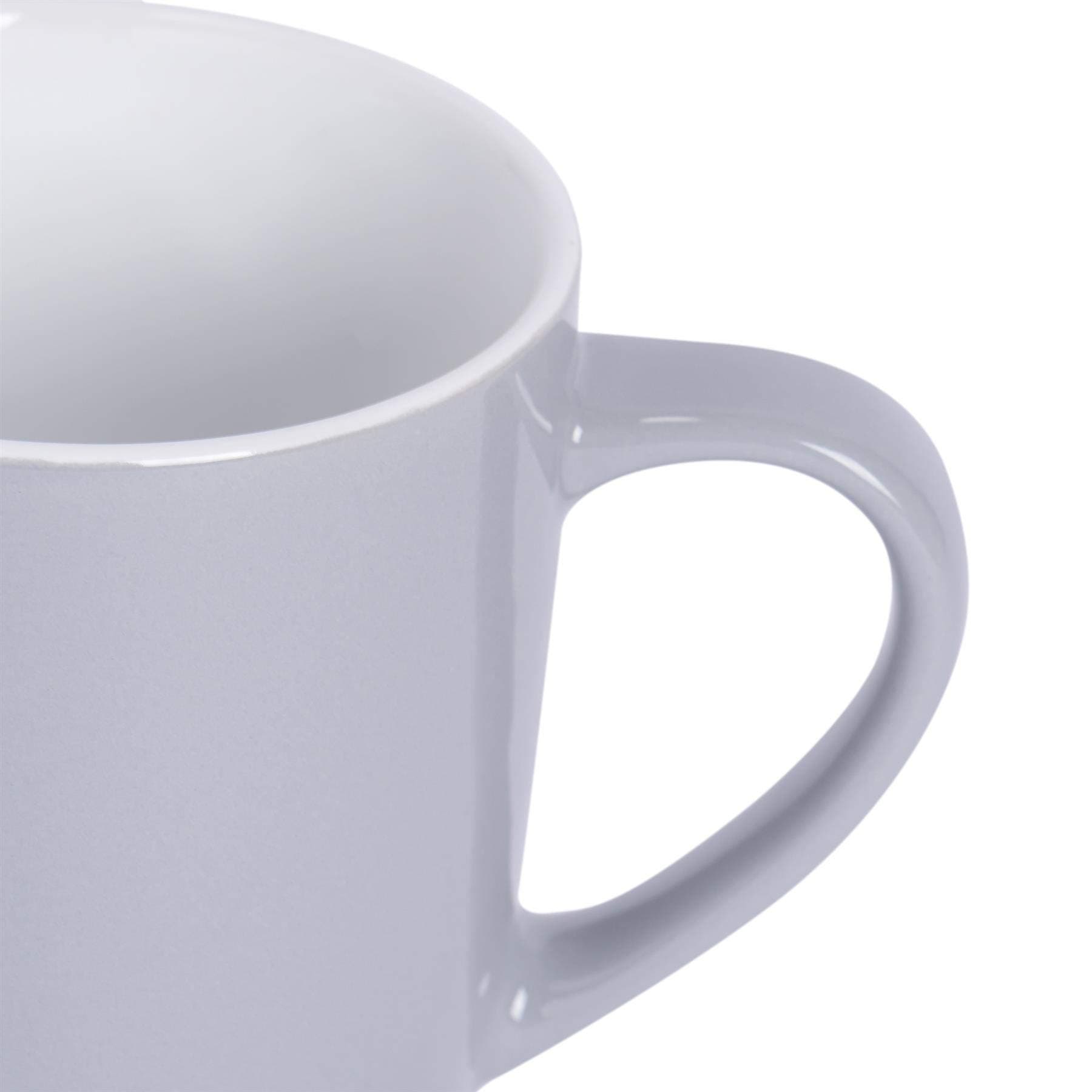 Argon Tableware 6X 350ml Coloured Coffee Mugs - Ceramic Stoneware Tea Latte Cappuccino Cups Set with Handle (Grey) - Grey thumbnail 5