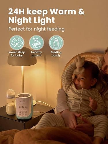 GROWNSY Nutri Bottle Warmer with Innovative Auto-Lift Feature, 10-in-1 Fast Baby Bottle Warmer with Night Light, Retain Nutrients Milk Warmer for All Bottles thumbnail 4