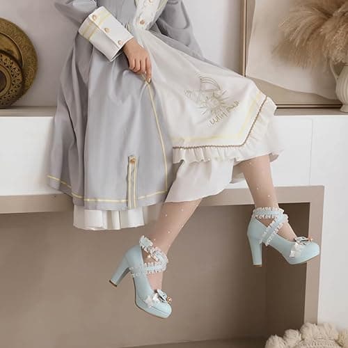 FOREADA Kawii Shoes Bow Pearl Heels Lolita Platform Heels for Women Lace Cute Mary Janes Pumps thumbnail 6