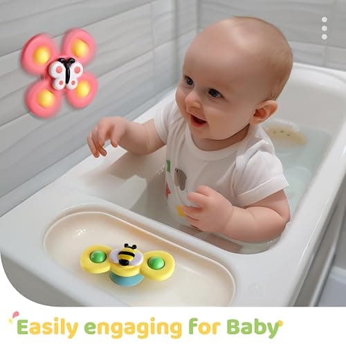 ALASOU 3PCS Suction Cup Spinner Toys for 1 Year Old Boy Girl|Spinning Top Baby Toys 12 18 Months|1 2 Year Old Boy Birthday Gift|Baby Bath Toy for Kids Ages 1-3|Sensory Toy for Toddlers 1-3 thumbnail 7