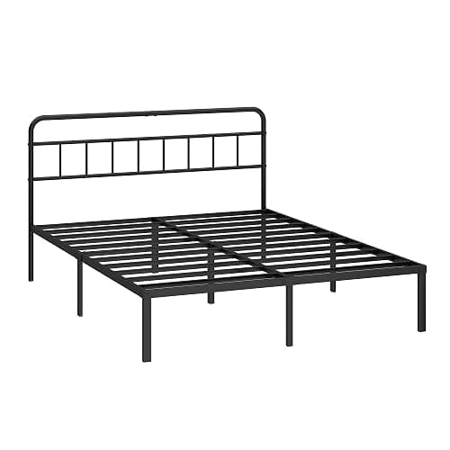 Kujielan 12 inches Queen Size Bed Frame with Minimalist headboard,Metal Platform Base with Strong Metal Slats,Mattress Foundation for Under Bed Storage,Easy Assembly,Black - Queen - 12 INCH thumbnail 9