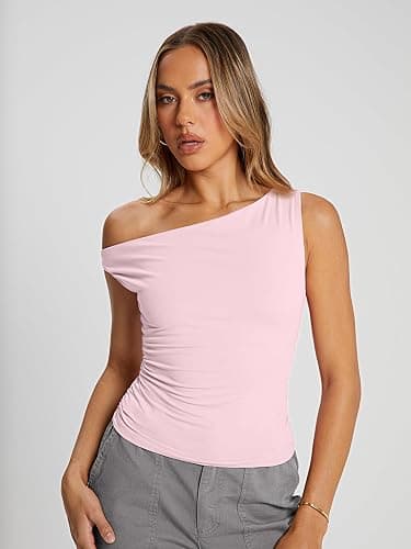 Trendy Queen Womens Summer Off The Shoulder Tops Going Out T Shirts Crop Tank Top Fashion Clothes Spring Outfits 2025 thumbnail 2