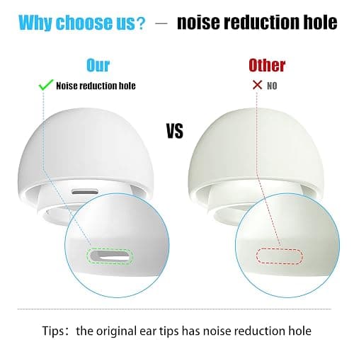 [3 Pairs] Replacement Ear Tips for AirPods Pro and AirPods Pro 2nd Generation with Noise Reduction Hole, 3 in 1 Cleaner Kit for AirPods 1 2 3 Pro/Pro 2, Silicone Ear Tips for AirPods Pro (S/M/L) thumbnail 5