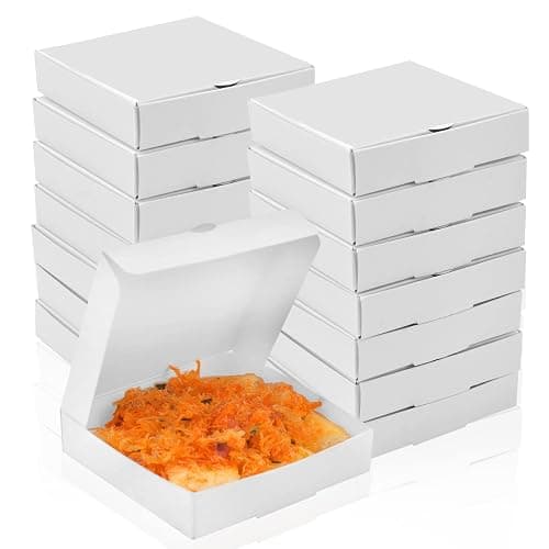 WANGDEFA 50 PCS 3.5 x 3.5 Inch Mini Pizza Boxes Square Cardboard Mini Pizza Box for Celebrations Party Favors Christmas Birthdays Valentines Day Weddings - Image 1