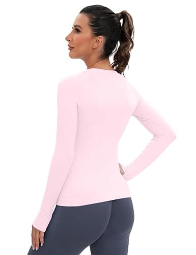 MathCat Workout Seamless Shirts for Women Long-Sleeved Yoga Running Breathable Thumb Holes Tops thumbnail 4