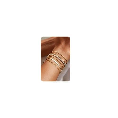 6 Piece Gold Bracelets - Image 1