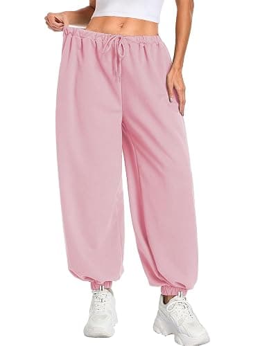 TITOMD Womens Baggy Balloon Pants Lightweight Wide Leg Elastic Waist Comfy Joggers Casual Workout Pants with Pockets thumbnail 3