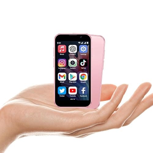 BLKE AIR Mini Phone 3.0" HD Touch Screen Mini Smartphone World's Smallest Unlocked Android Compact Mobile Phone for Kids & Students Cell Phone wih GPS Dual SIM Face ID 2GB+16GB Pink - Image 1