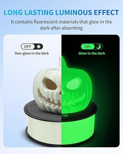 JAYO 3D Printer Filament Bundle, Glow in The Dark PLA Filament 1.75mm, 250g Spool, 4 Rolls, 1kg in Total, Luminous Green, Blue and Red, White thumbnail 3