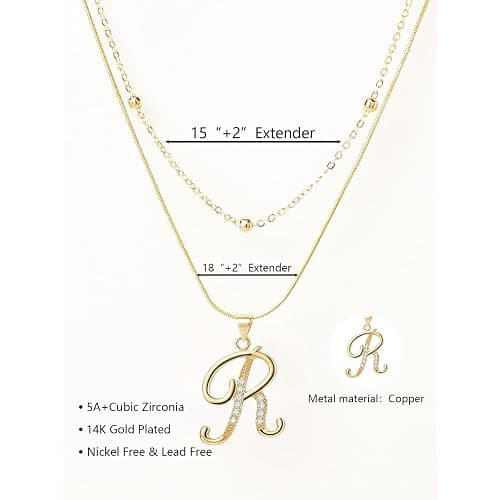 Zhlichouy Gold Initial Necklaces for Women 14K Gold Plated Dainty Cute Letter A-Z Layered Trendy Chain Choker Chunky Name Pendant Necklace for Women Jewelry Personalized Gifts thumbnail 4