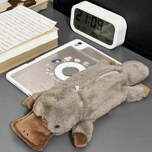 knictto Cute Plush Animals Pencil Case Kawaii Fuzzy Platypus Duck Bunny Rabbit Shark Pen Pouch Case Holder Large Capacity Gift (Duck) thumbnail 2