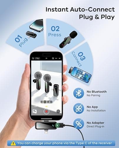 Bayanbulu 4 Packs Wireless Lavalier Microphone for iPhone Android Camera | Mini Clip-On Mic with Noise Reduction for 4-Person Video Recording, Interviews, Podcasts, YouTube, TikTok & Vlogging thumbnail 5
