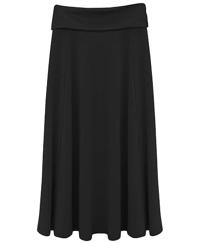BABY O Girls Kids Basic Stretch Slinky Knit Fold Over Waist Long Midi Skirt for 4 to 18 Years Old - Made in The USA thumbnail 4