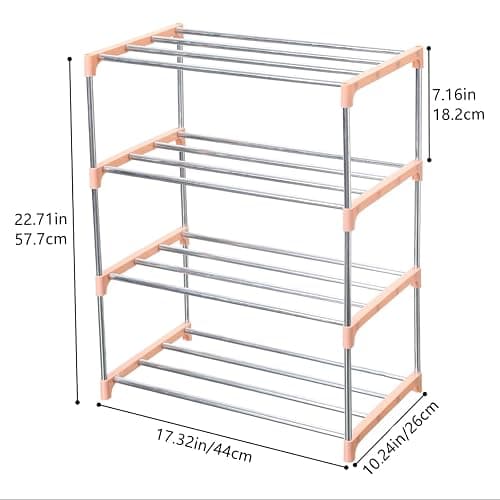 Jucaifu Stackable Small Shoe Rack, Entryway, Hallway and Closet Space Saving Storage and Organization (4-Tier, Pink) thumbnail 3