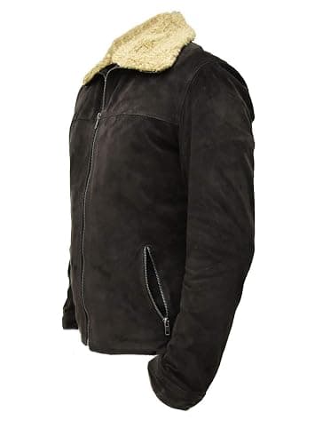 Walking Dead Season 7 Dead Rick Grime Dark Brown Real Suede Winter Leather Jacket thumbnail 2