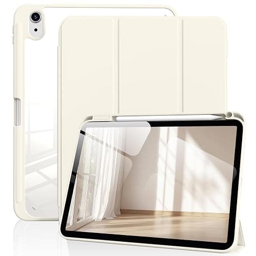 BFGTSJF Case for iPad (A16) 11th Generation 11 Inch 2025, iPad 10th Generation 10.9 Inch 2022 with Pencil Holder, Slim Trifold Stand Protective Cover with Clear Back, Auto Wake/Sleep, Cream White - Image 1