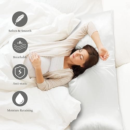 OLESILK Silk Body Pillowcase 20x54 Zippered: 100% Mulberry Silk for Hair and Skin, Breathable and Soft for Pregnant and Family, Ivory thumbnail 7