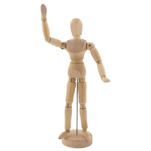 US Art Supply® Wood Artist Drawing Manikin Articulated Mannequin with Base and Flexible Body - Perfect for Drawing The Human Figure (5" Male) - Image 1