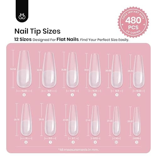 Beetles Tipex Nail Tips Long Square-C Curved Half Matte Nail Tips 210 Pcs Pre Building Fake Nails with Uv Nail Glue, LED Nail Lamp - Thick Acrylic Nail Set for Flat Nails - D-Tipex Long Square Half Matte Nail Tips Kit thumbnail 7