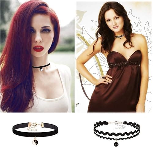 K&Q 52 PCS Choker Necklace, Classic Gothic Black Cute Lace Velvet Collar Choker Necklace Set thumbnail 5