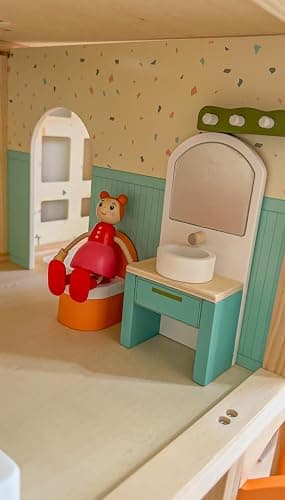 Giant bean 26 Pcs Large Wooden Dollhouse Furniture 5 Set for Kitchen, Living Room, Bedroom, Bathroom, Babyroom, Candy Dollhouse Accessories & Furniture Toy for Girls Boys Kids 3+ - Candy Dollhouse Furniture Set thumbnail 2
