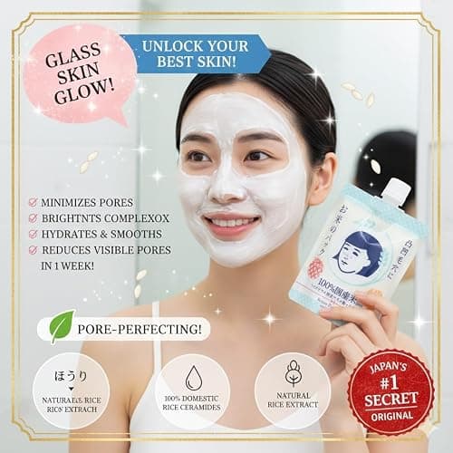 Keana Japanese Rice Face Mask – Pore Care Hydrating Wash-Off Mask with Rice Extract | Skin Smoothing & Moisturizing Facial Mask | Authentic Japanese Skincare 170g thumbnail 5