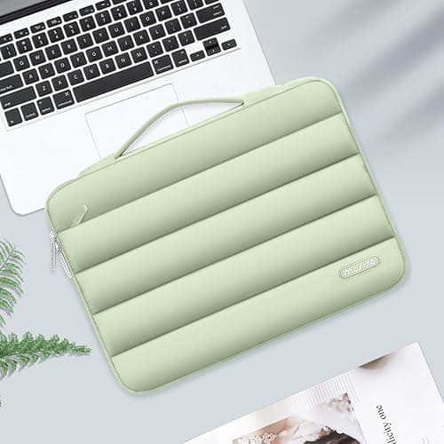 MOSISO 360 Protective 13-14 inch Laptop Case, 13.3 inch Puffy Laptop Sleeve Compatible with MacBook Air 13 13.6 M3 M2 M1/Pro 13/14, HP, Dell, ASUS, Lenovo,Polyester Horizontal Side Open Bag,Sage Green thumbnail 7