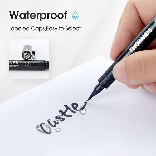 TWOHANDS Art Pens,Fineliner Ink Pens,Set of 12 Technical Drawing pen,Pigment Pen,Fine Point,Black,Waterproof,for Art Watercolor,Sketching,Anime,Manga, 902188 thumbnail 4
