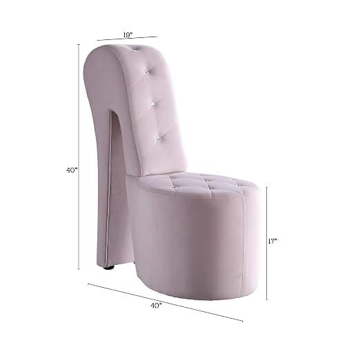 Tristam 40" Modern Glam High Heel Lounge Chair, Armless Chair with Upholstered Crystal-Like Buttons and Diamond Stitching, Comfortable Indoor Seating for Bedroom, Living Room (Pink (Velvet)) thumbnail 3