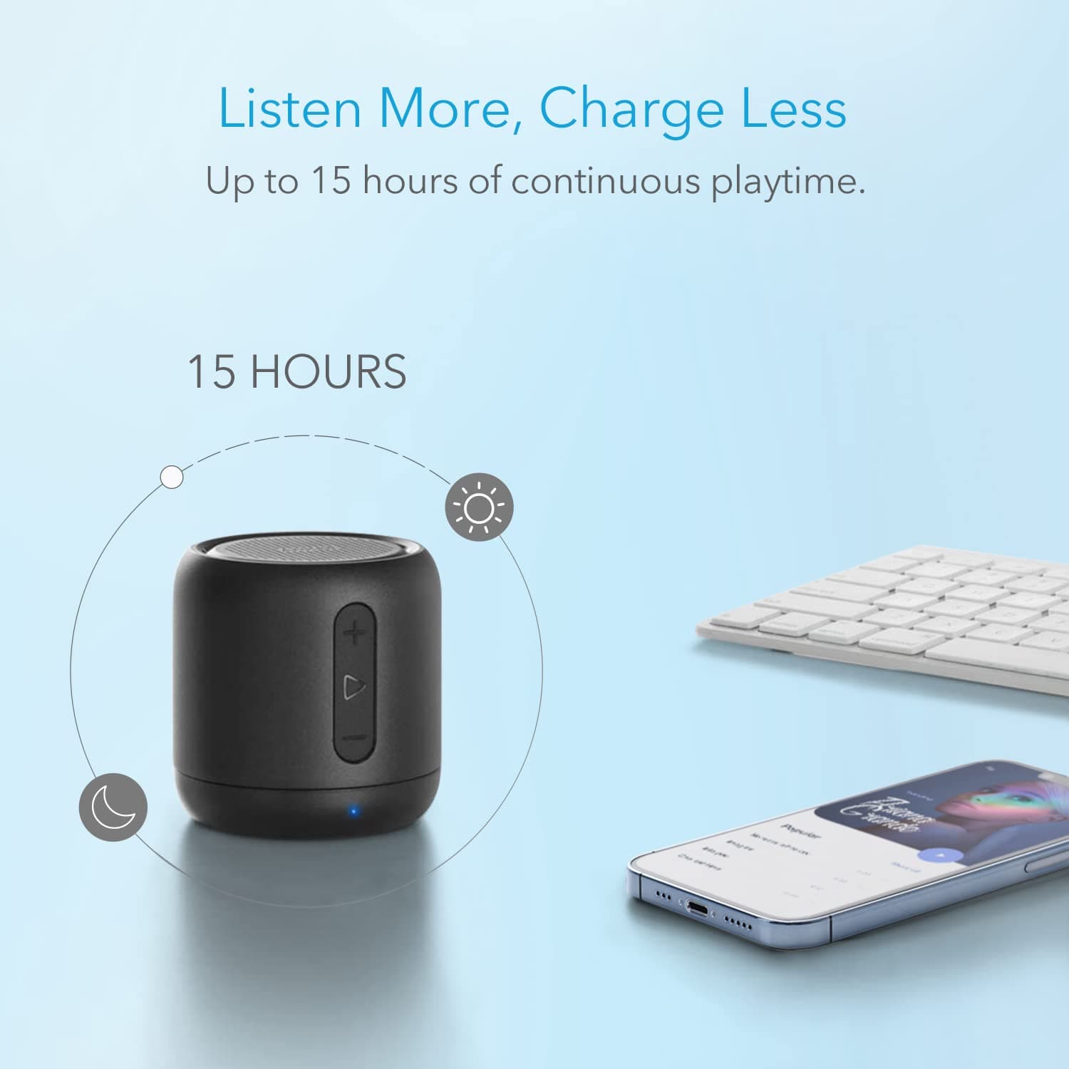 Anker Soundcore Mini, Super-Portable Bluetooth Speaker with 15-Hour Playtime, 66-Foot Bluetooth Range, Enhanced Bass, Noise-Cancelling Microphone - Black thumbnail 3