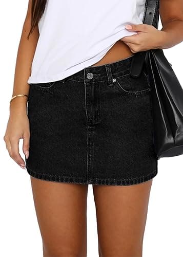 DEICAEVO Womens Denim Skirt Casual Mini Jean Skirt Stretch Low Waist Jean Skirt for Women Zip Fly Denim Mini Skirts - Image 1