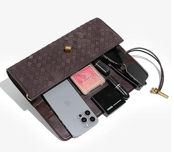 Upbull Trendy Woven Evening Clutch Purses Women Underarm Shoulder Handbag Cute Satchels Crossbody Purse PU Leather Wallet thumbnail 5