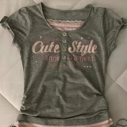 Cutecore Harajuku Y2k Baby Tee Cute Kawaii Emo Grunge Shirt Women Vintage Graphic Tees Short Sleeve Alt Tops 2000s thumbnail 2